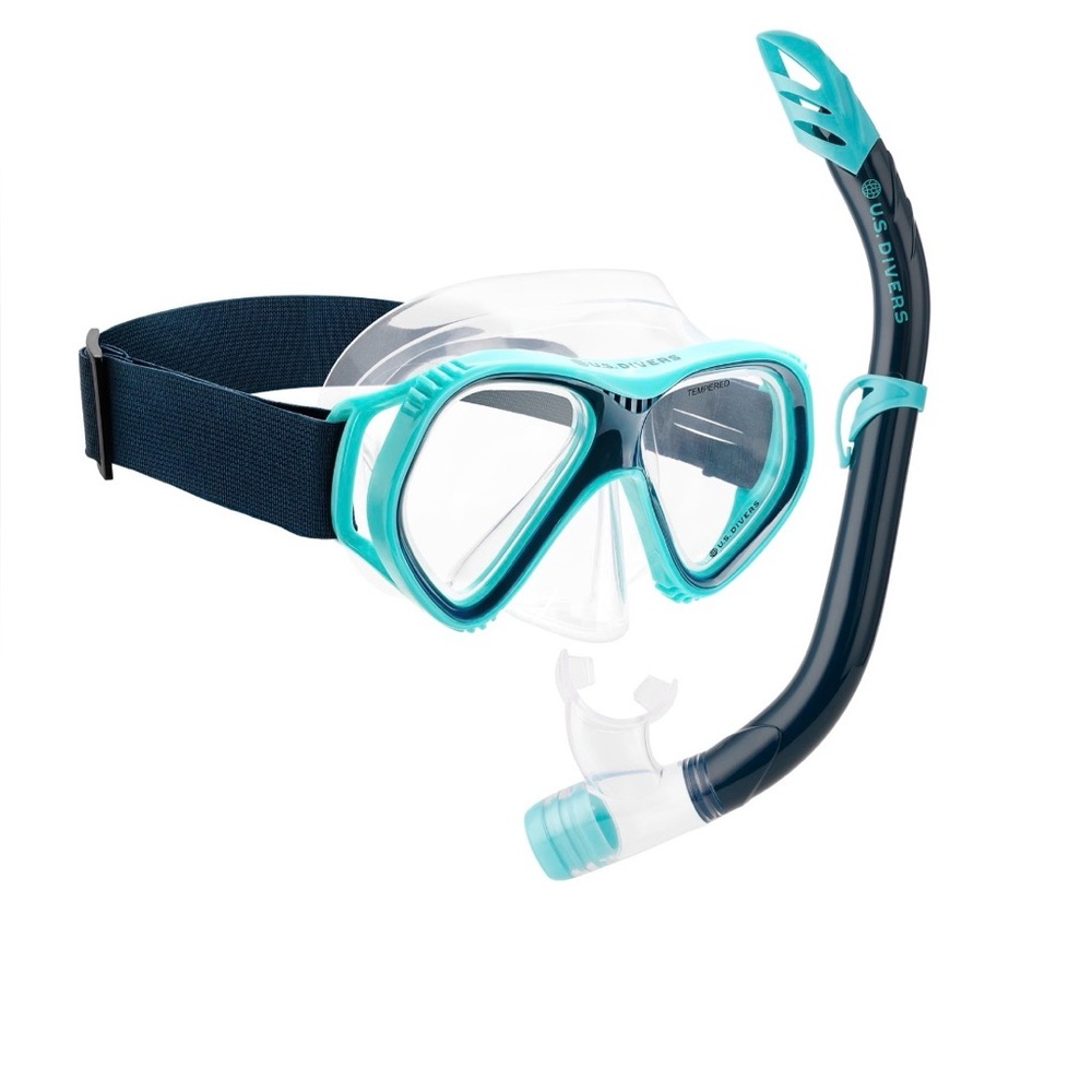 New U.S. Divers Playa Adult Snorkel Combo (Teal & Blue)